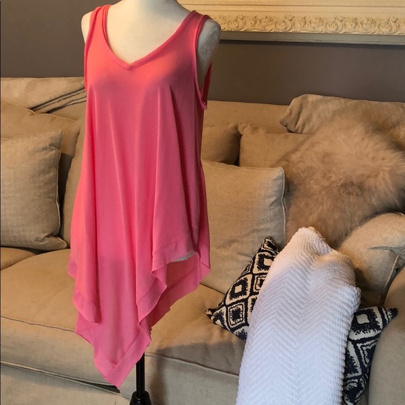 Zoa Tops - Zoa New York HOT PINK asymmetrical tip sleeveless